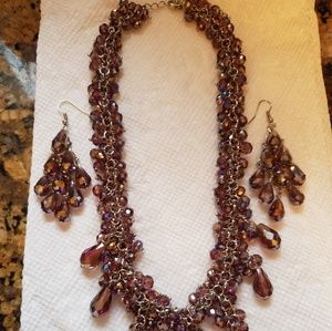 Multicolored necklace/Choker, w/ matching earrings